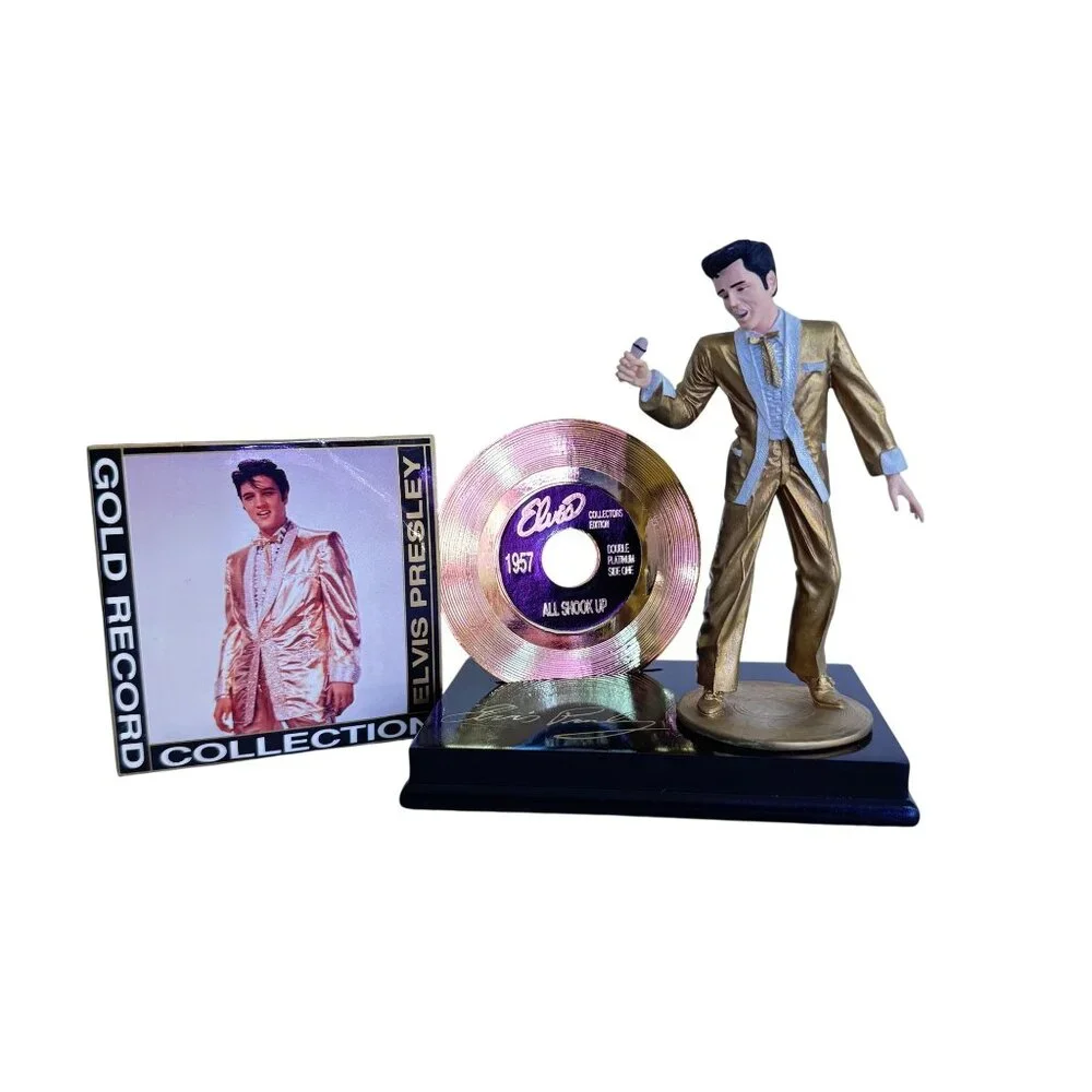 Vintage 1993 Elvis Presley Collection All shook up Gold Record Figurine Enesco